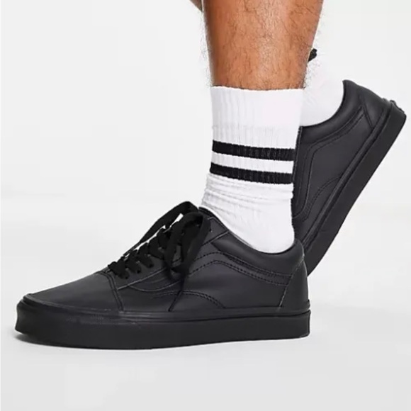 Vans Old Skool Leather Mono Black (Classic Tumble) Men’s/Women’s Sneakers - Picture 9 of 10